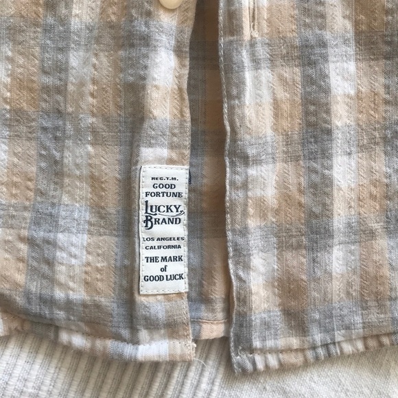 Lucky Brand Slim Fit Plaid Short Sleeve Shirt Size Large - Picture 4 of 9